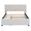 Lit plateforme double tapissier avec tête de lit à motif brique et gigogne simple, tissu en lin-28320137-28320139
