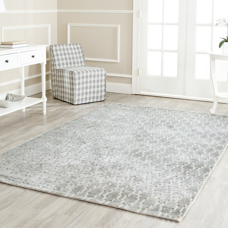 Tapis gris / viscose en coton tissé à la main Wald, Rectangle 9 pi x 12 pi