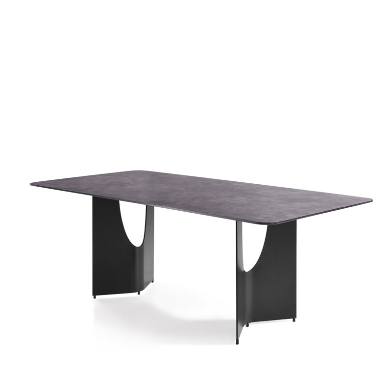 Arechiga Modern Contemporary Rectangular Dining Table With Tempered Glass Table Top - Seats Up To 6, Gray