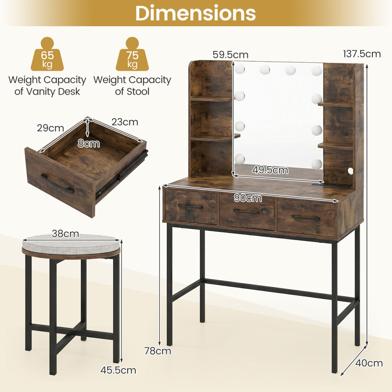 Dressing Table, Brown/Black