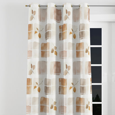 Rideaux à carreaux pour chambre à coucher - Rideau à œillets en velours neutre et moderne - 1 panneau