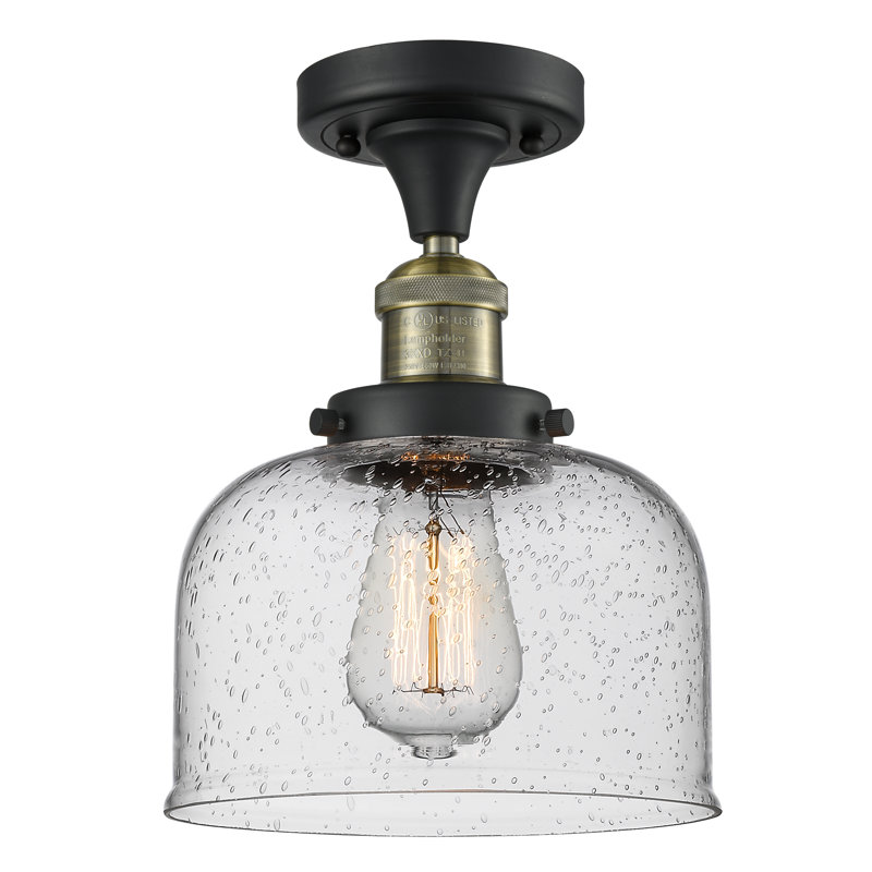 Plafonnier semi-encastré 8 po Bell, Ampoule à DEL rétro de 6 watts, Grainé, Noir mat
