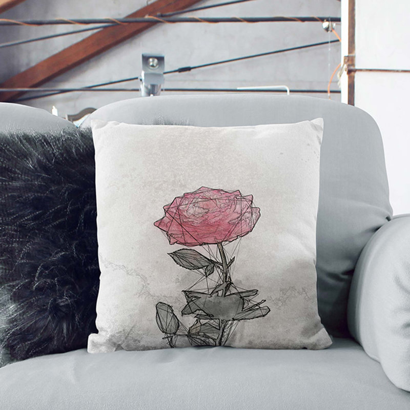 Floral Square Cushion, Stone, 55cm H x 55cm W x 20cm D