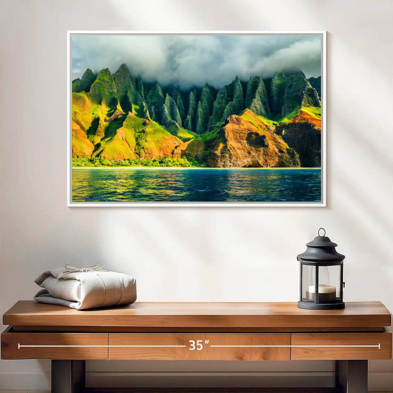 Côte de Na Pali, Cadre flottant blanc, 25 po x 17 po