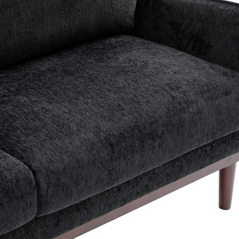 Canapé de style moderne avec causeuse de 75,75 po, canapé 2 places avec salon spacieux, noir, Chenille noir, Brun