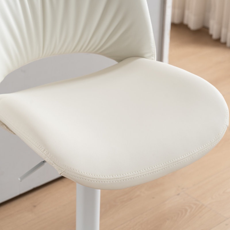 Tabouret de bar pivotant à hauteur réglable Tabouret de bar moderne en similicuir avec structure en métal, Blanc