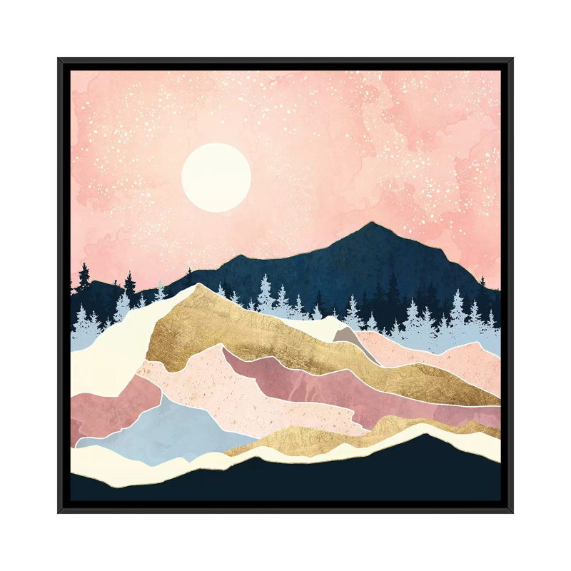 Coral Sunset - impression d'art graphique, Aucun mat, H 37 po x l 37 po x P 1,5 po, Toile avec cadre noir
