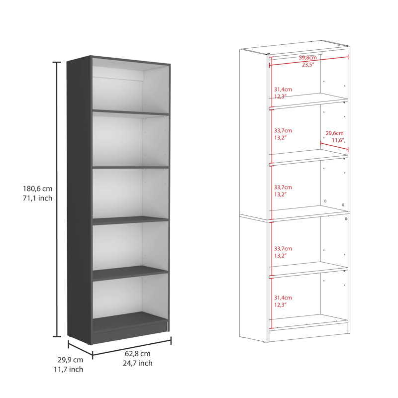 Bartow 3 Piece Home Bookcase Set, 74" Wide With 14 Shelves ,  Living Room Set Set Matt Gray - White