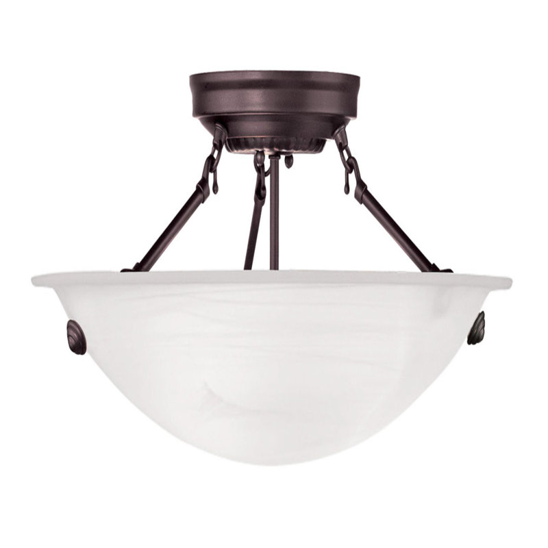 Glass Semi Flush Mount, Bronze