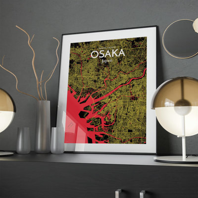Osaka City Map In Contrast - No Frame Print
