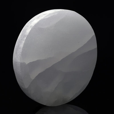 Thick Round Hand-Carved Selenite Plate