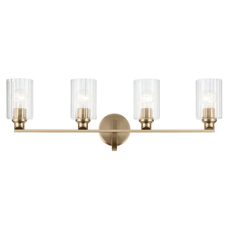 32.25" 4-Light Vanity Light with Fluted Glass, Bronze, Clear