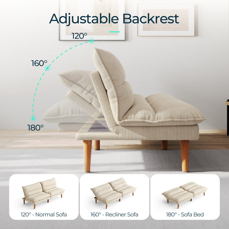 71''Corduroy Fabric Futon Couch