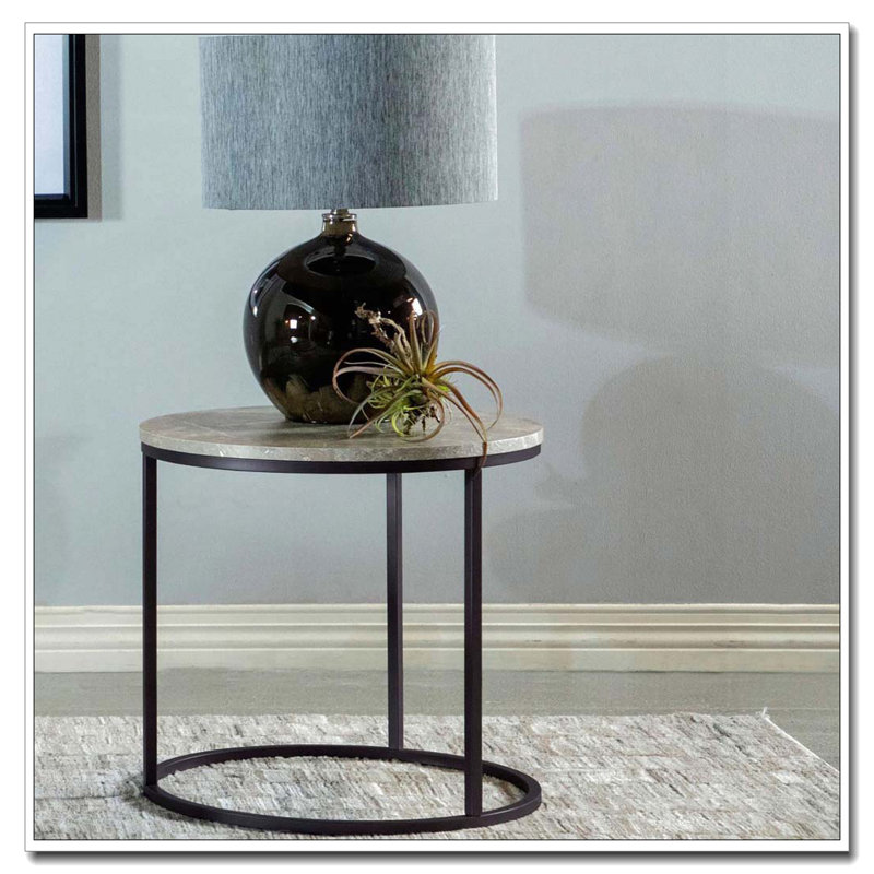 Table de bout grise et gris acier