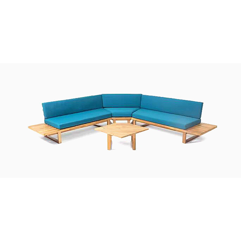 Ensemble de canapés modulaires à 5 places avec coussins, Naturel, Sarcelle