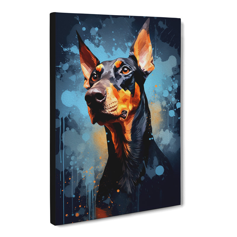 Doberman Digital No.2 - Print on Canvas, 60cm H x 40cm W x 3cm D
