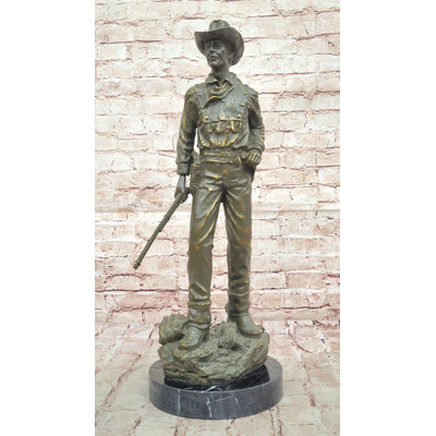Bronze Cowboy with Rifle Statue - Western Sculpture Decor