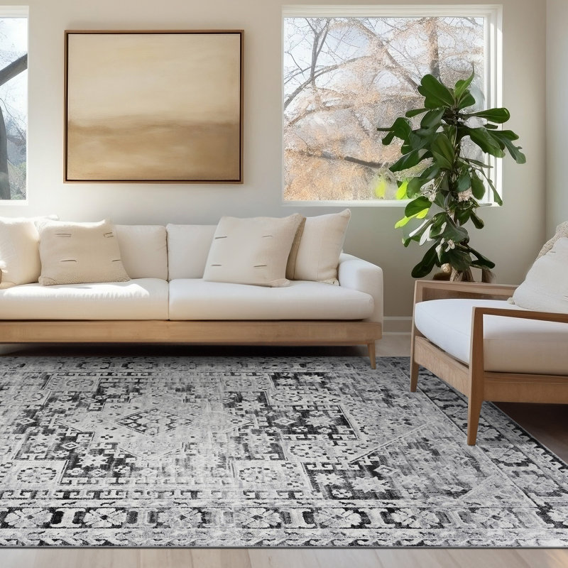 Mair Aisha Contemporary High-Low Abstract Black Indoor Area Rug, Rectangle 5' 3" x 7' 3"