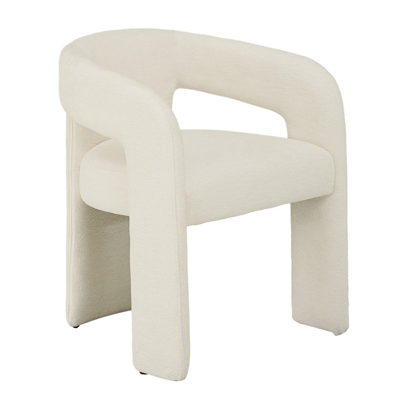 Upholstered Armchair, White Melangevelvet