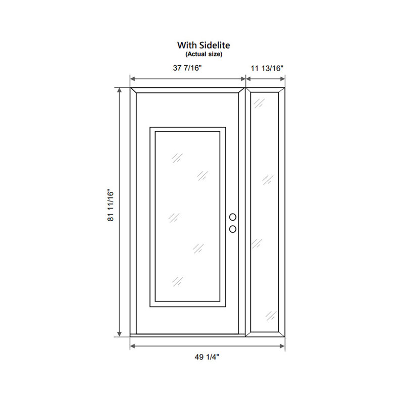 Porte d'entrée avant pré-montée Sidelite, Gauche, L 49,25 po x H 81,69 po, Clair