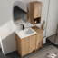 Meuble-lavabo sur pied simple 36 po avec plateau en résine et rangement mural pour salle de bain 12 po Vowar