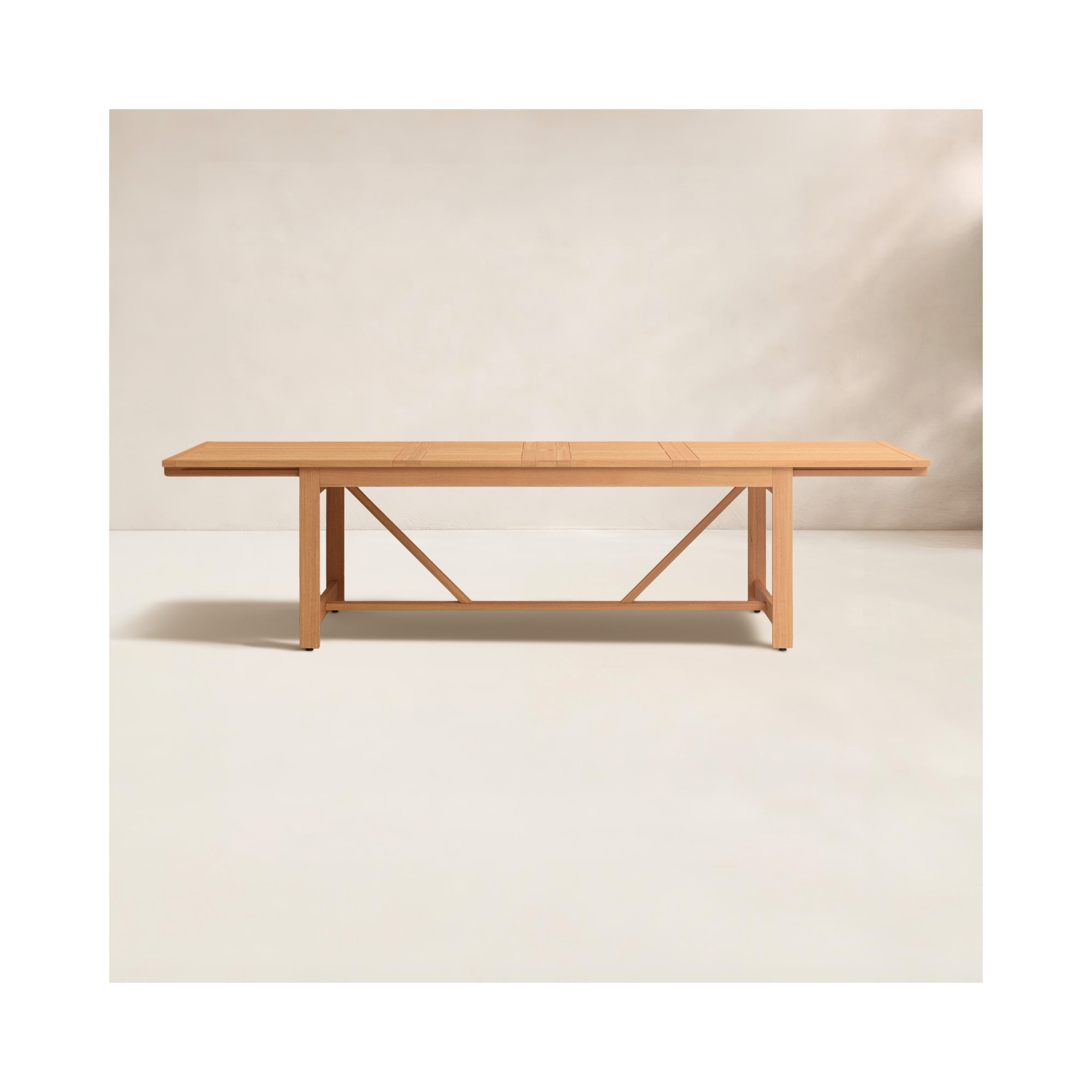 Alyisa Rectangular Eucalyptus Extendable Outdoor Dining Table, Light Brown