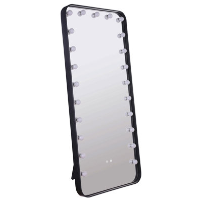 Led Standing Mirror With Speakers Black