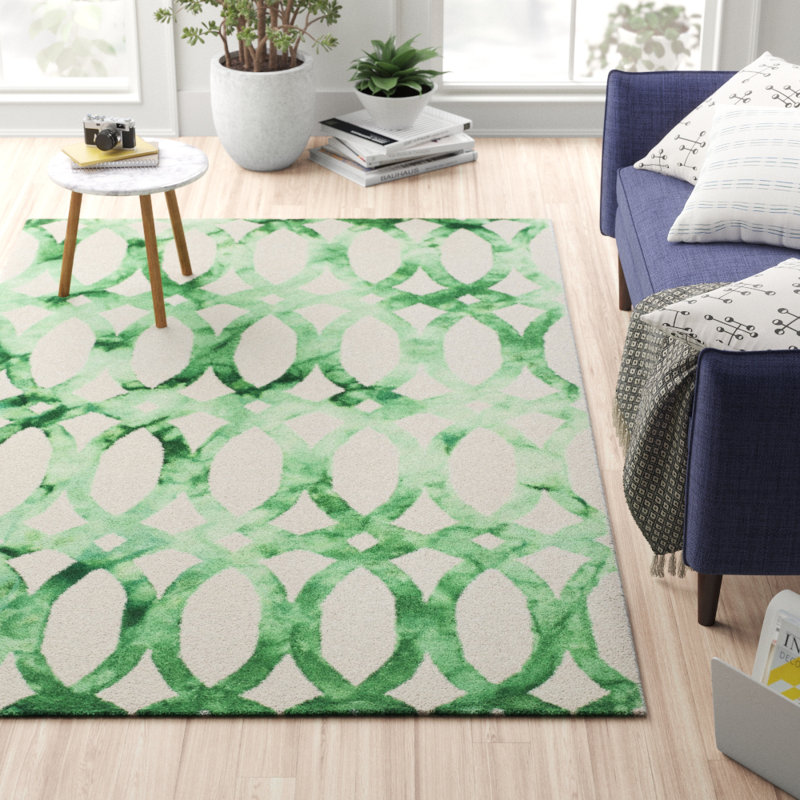 Tapis géométrique en laine / coton touffeté à la main Amekia, Rectangle 4 pi x 6 pi