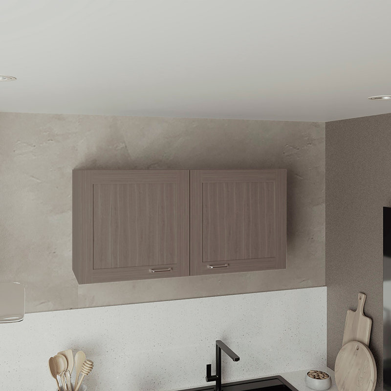 Armoire murale, double porte, large, une tablette, cuisine, armoire de rangement, Gris