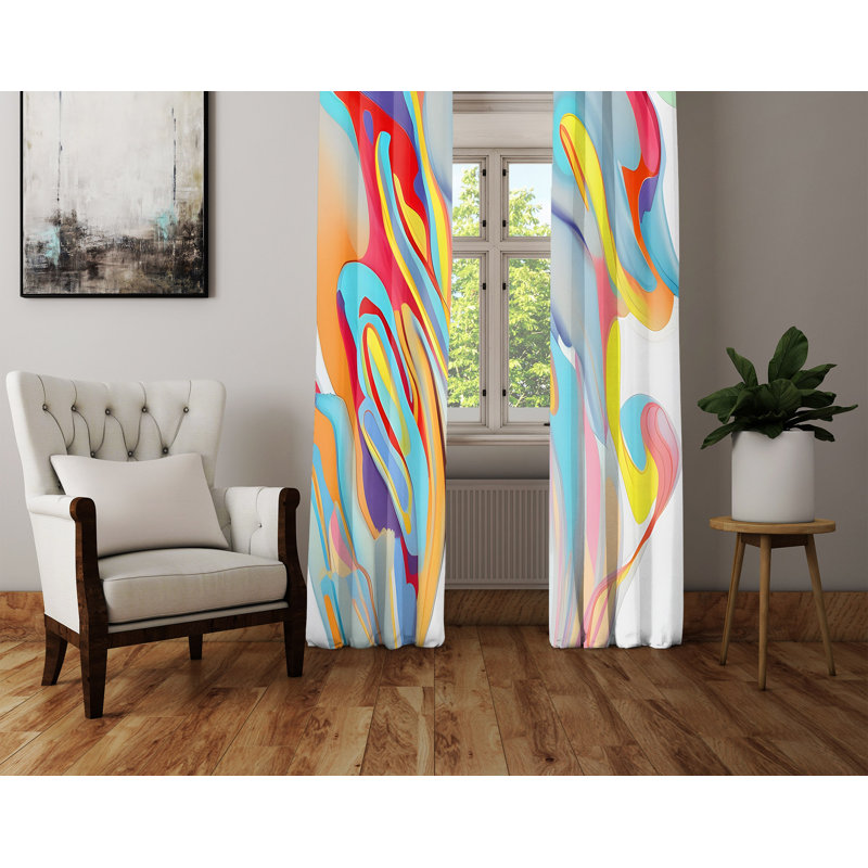 Paire de rideaux semi-transparents en polyester Dhugan, L 40 po x L 52 po