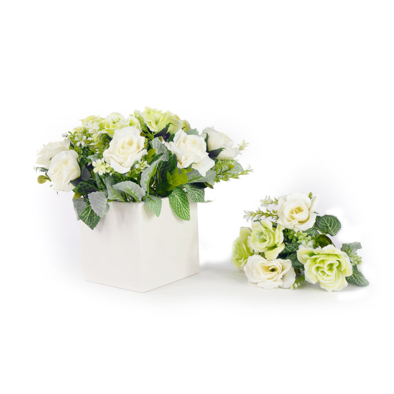 Silk Rose Arrangement in Vase