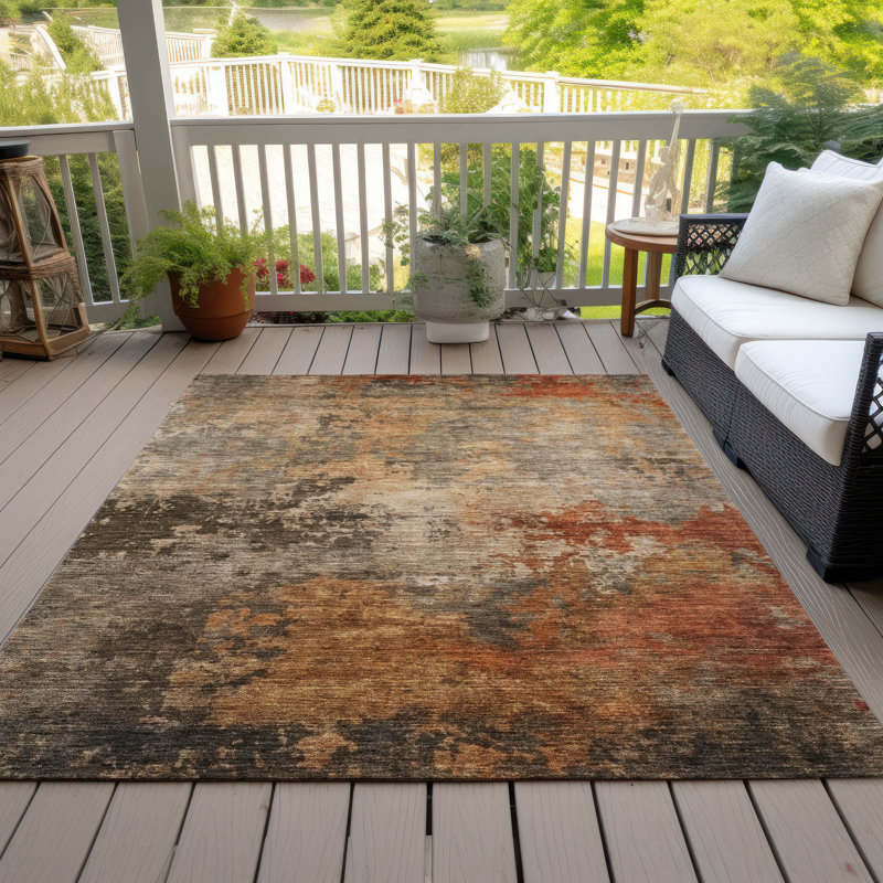 Machine Washable Indoor/Outdoor Cicel ACN1216 Khaki Rug, Rectangle 9' x 12'
