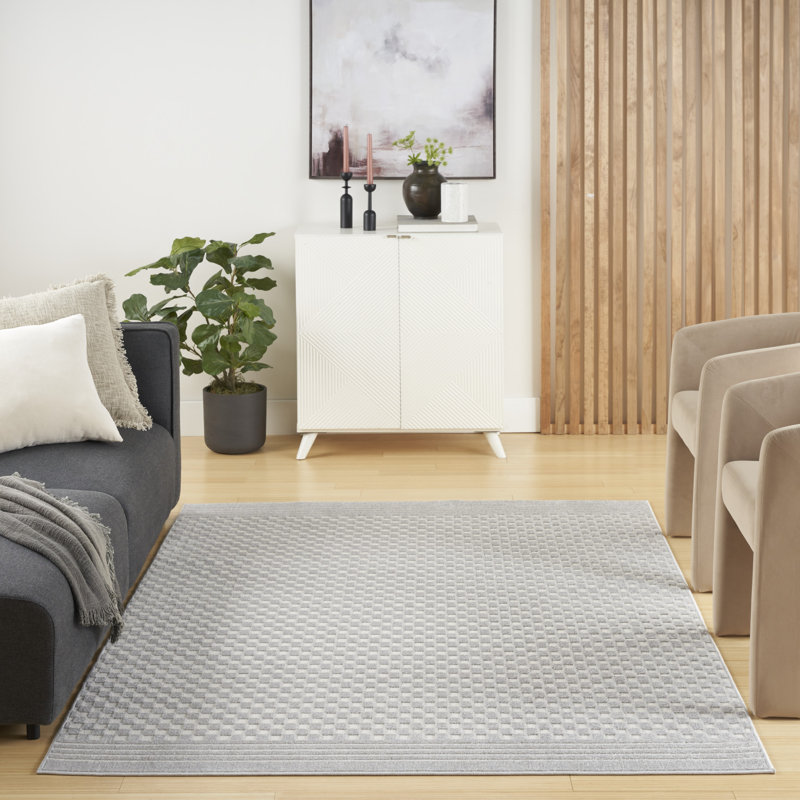 Ebern Designs Care Free Light Grey Modern Indoor Rug, Rectangle 5'3" x 7'
