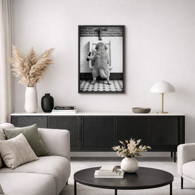 Drôle d'humour pour salle de bain, art noir et blanc, photos de décoration de salle de bain excentriques, impression sur toile encadrée