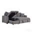 Canapé-lit modulaire réversible 96 po en tissu bouclé gris 96 po avec méridienne de rangement, porte-gobelets, port de chargement USB et coussins décoratifs
