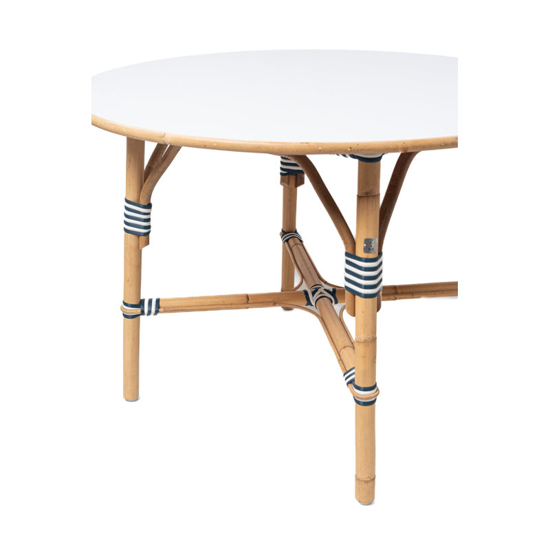 Table de bistro Kids Rattan, Blanc / Bleu