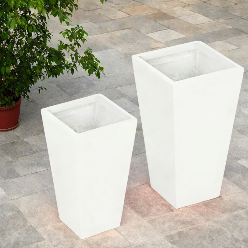 Jardinières Mgo durables, ensemble moderne d'aspect pierre avec drainage pour l'extérieur intérieur