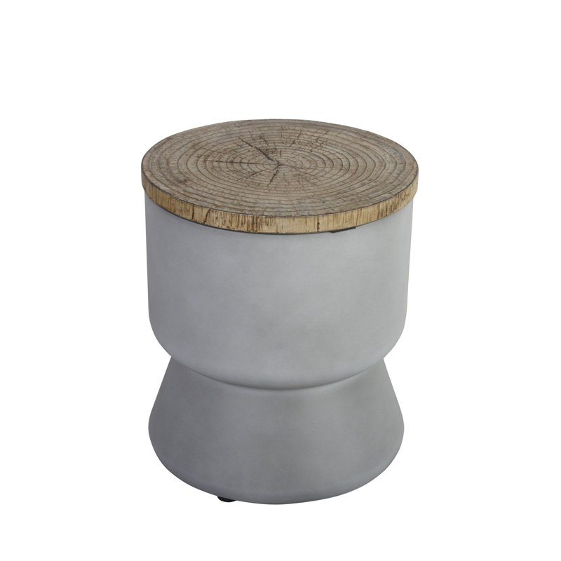 Table de bout, tabouret et seau de rangement l 14,6 po x H 17 po