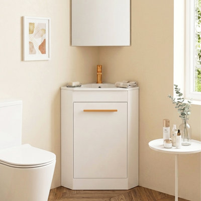  26" Corner Bathroom Sink Vanity for Small Space