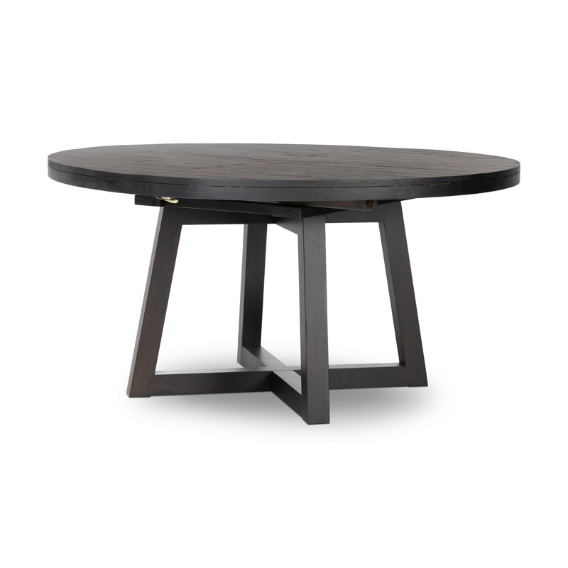 Eberwin Round Extended Natural Dining Table, Dark Carbon