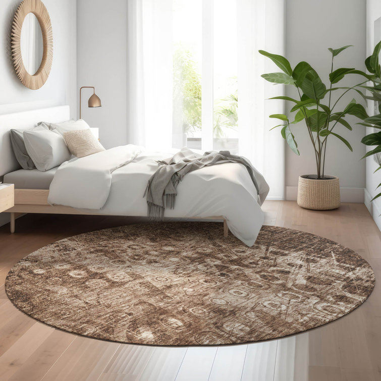 Premium Machine Washable Cerrito AMF577 Chocolate Rug