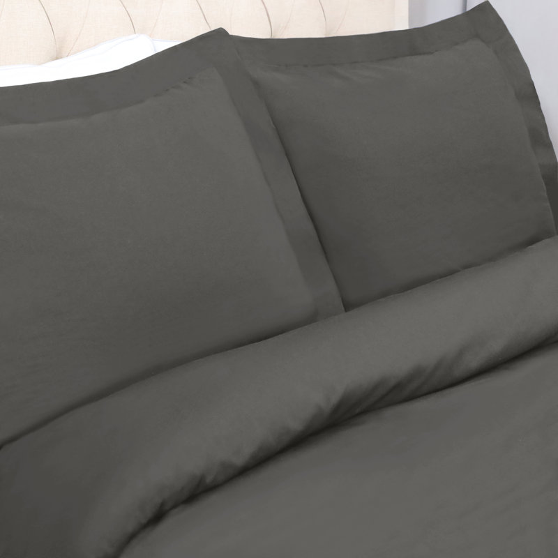 Gray Twin Cotton Percale Duvet Cover Set