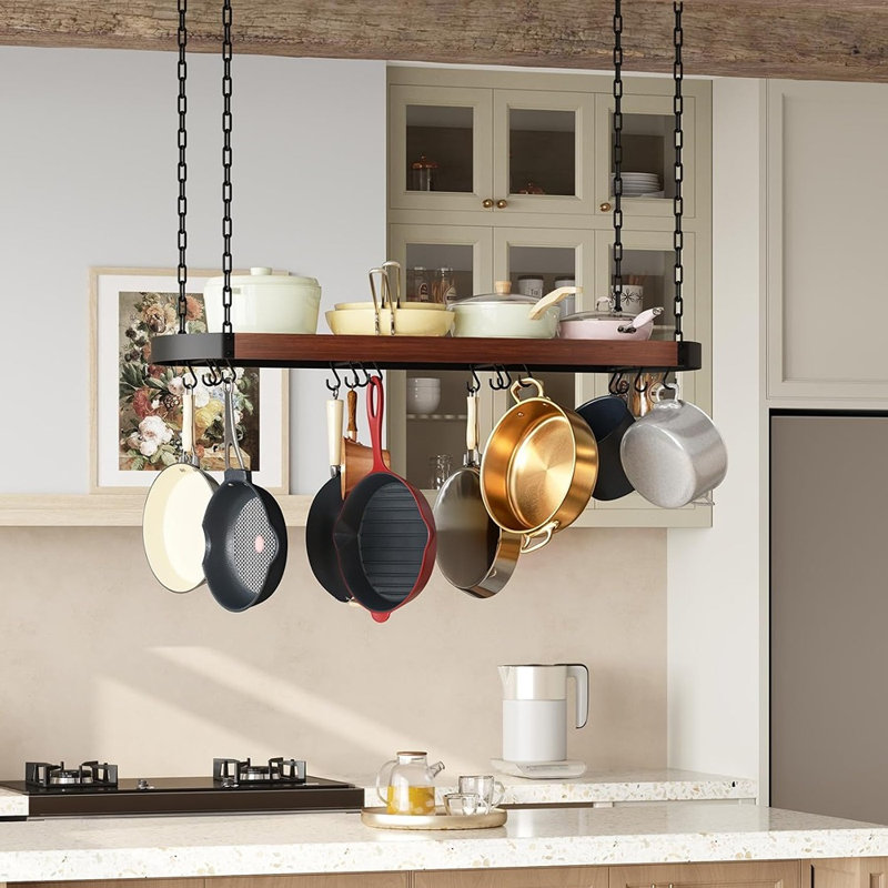Hanging Pot Rack, Ceiling Mounted Pot and Pan Holder for Kitchen