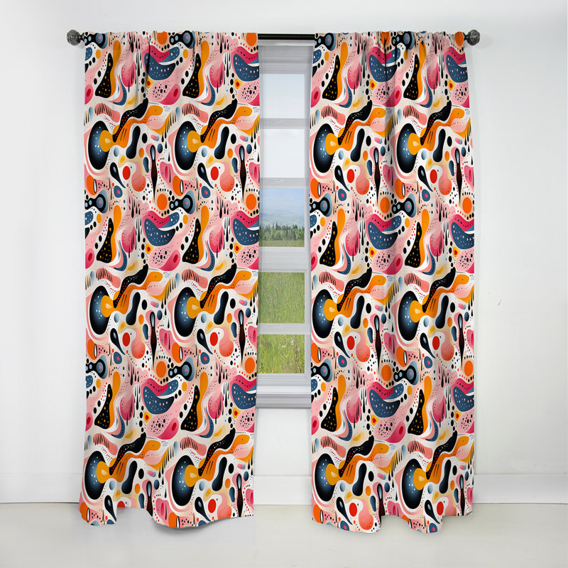 Rideau occultant Mid-Century à motif géométrique pastel Mid-Century I - 1 panneaux, L 52 po x L 95 po