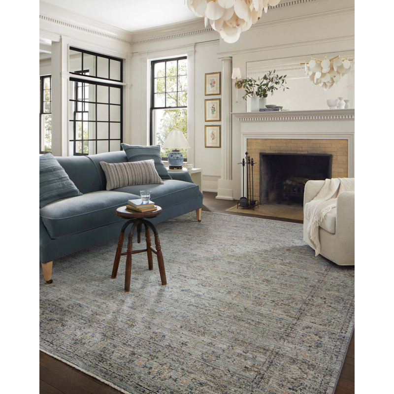Jean Stoffer x Loloi Katherine Ocean / Gold Area Rug, Rectangle 2'3" x 3'10"