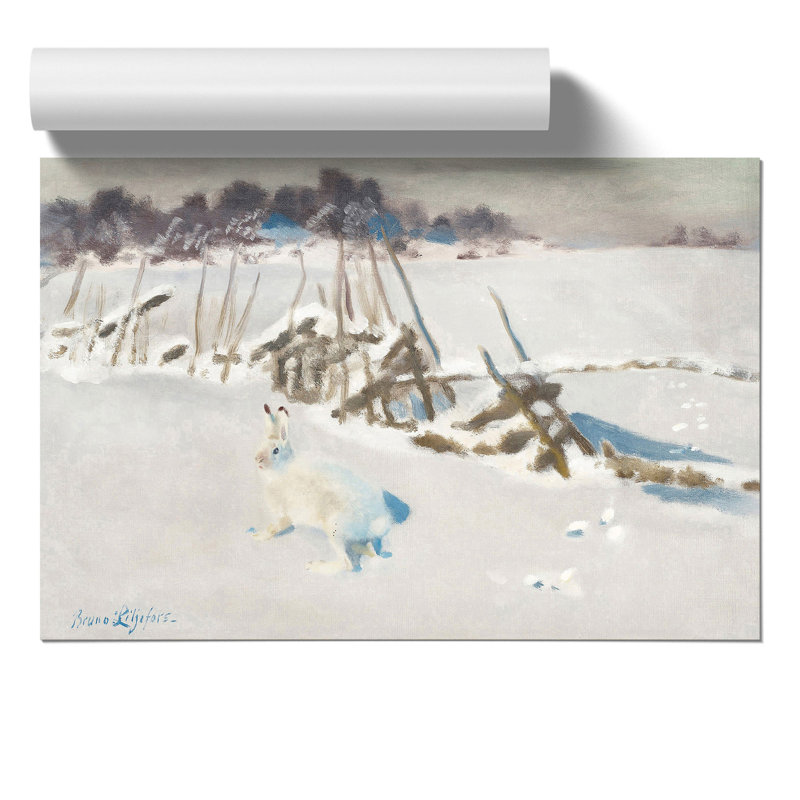 White Hare by Bruno Liljefors - Frameless Print, 42cm H x 59cm W x 0.1cm D