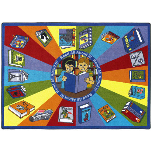 Tapis éducatif touffeté jaune / bleu / rouge, Rectangle 5 pi 4 po x 7 pi 8 po