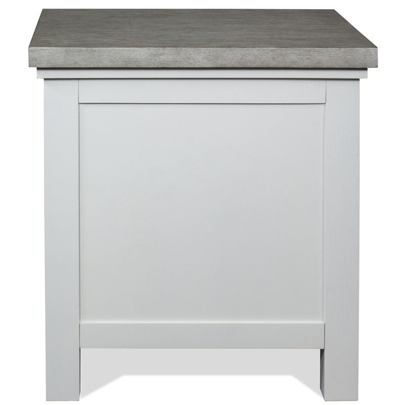 Cora Gray and White Oak Rectangular Chairside Table with Storage