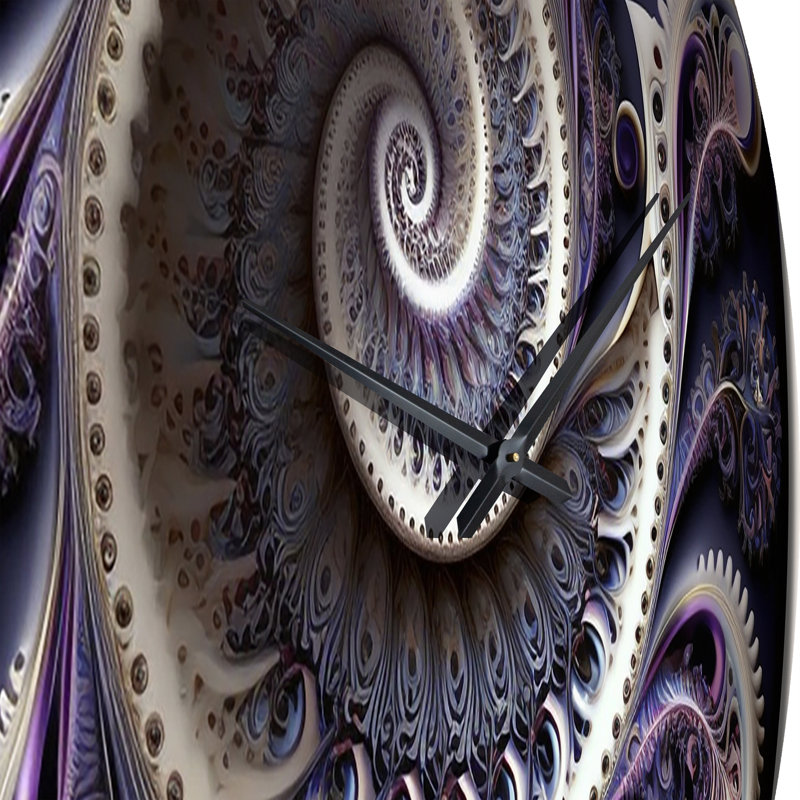 Purple Fractal Galactic Mandala I - Fractals Wall Clock, Small