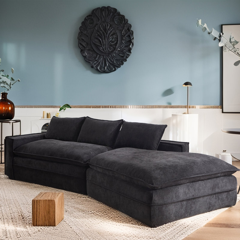 Canapé modulaire rembourré 104,5 po, Noir